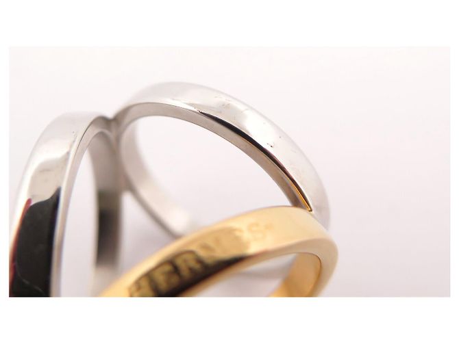 Ring Hermès ANELLO PER FULARD HERMES TRIO BICOLOR IN METAL PALLADIO E ORO - vista 6