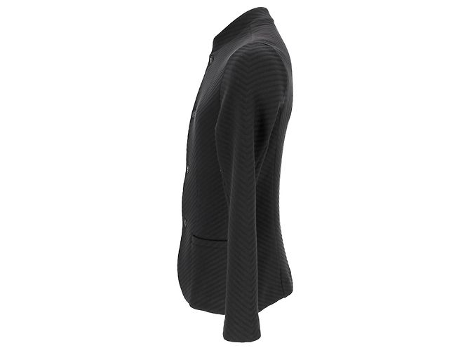 Giorgio Armani Textured Single-Breasted Blazer in Black Polyester - view 2