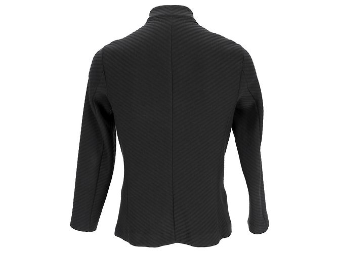 Giorgio Armani Textured Single-Breasted Blazer in Black Polyester - view 3
