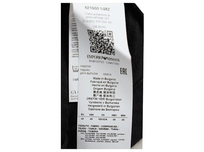 Giorgio Armani Textured Single-Breasted Blazer in Black Polyester - view 6