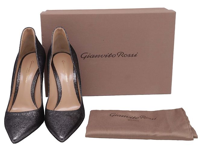 Gianvito Rossi Gianvito 105 Pumps mit Spitzem Zehen in Grauem Glitzer - Ansicht 10