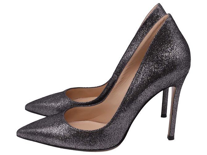 Gianvito Rossi Gianvito 105 Pumps mit Spitzem Zehen in Grauem Glitzer - Ansicht 4