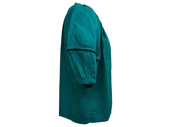 Blusa de manga abullonada con lazo frontal Ulla Johnson en algodón teal Verde - vista 2