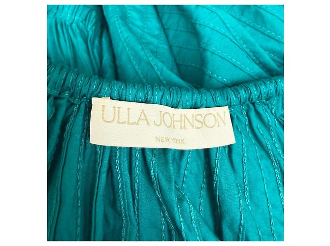 Blusa de manga abullonada con lazo frontal Ulla Johnson en algodón teal Verde - vista 4