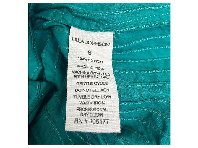 Blusa de manga abullonada con lazo frontal Ulla Johnson en algodón teal Verde - vista 5