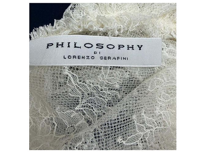 Autre Marque Spitzenbluse mit Rüschen aus Polyamid in Elfenbein von Philosophy by Lorenzo Serafini Weiß Roh - Ansicht 4