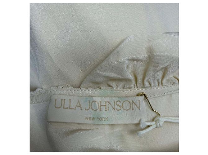 Ulla Johnson Aria Rüschenausschnitt Bluse aus ivory Seide Weiß Roh - Ansicht 4