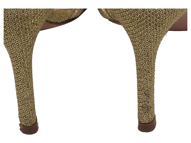 Sandali con cinturino alla caviglia Stuart Weitzman Starla 80 in glitter dorato D'oro - vista 6
