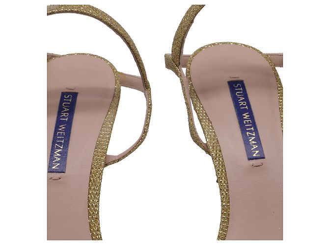 Sandali con cinturino alla caviglia Stuart Weitzman Starla 80 in glitter dorato D'oro - vista 8