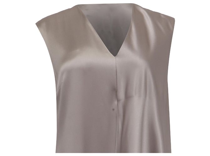 Vestido Midi V-Neck en Seda Gris Joseph Carrol - vista 2
