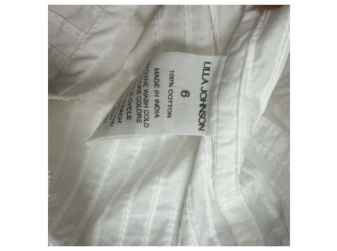 Blusa de manga abullonada con lazo frontal en algodón blanco Ulla Johnson Crudo - vista 5