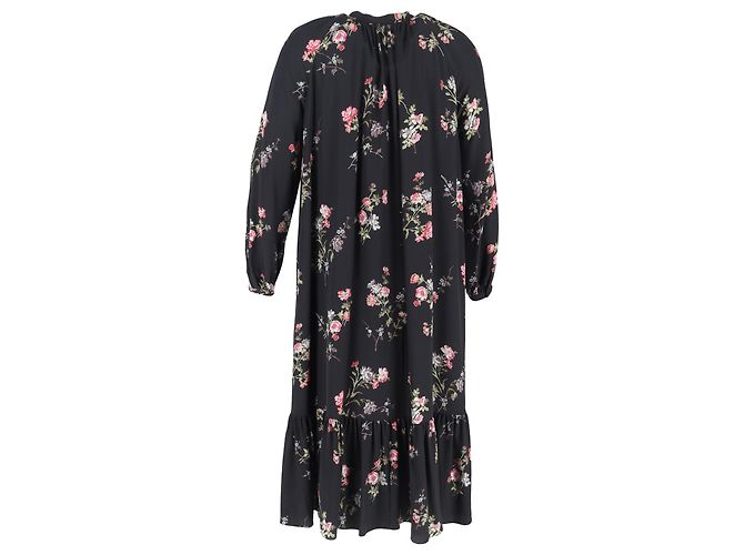 Edge Céline Abito midi a maniche lunghe in seta nera con stampa floreale Celine Nero - vista 3