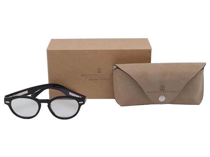 Gafas de montura redonda Brunello Cucinelli BC3007 en acetato negro - vista 4