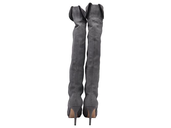 Knöchelhohe Stiefel aus grauem Wildleder mit Echsenprägung von Jimmy Choo - Ansicht 4