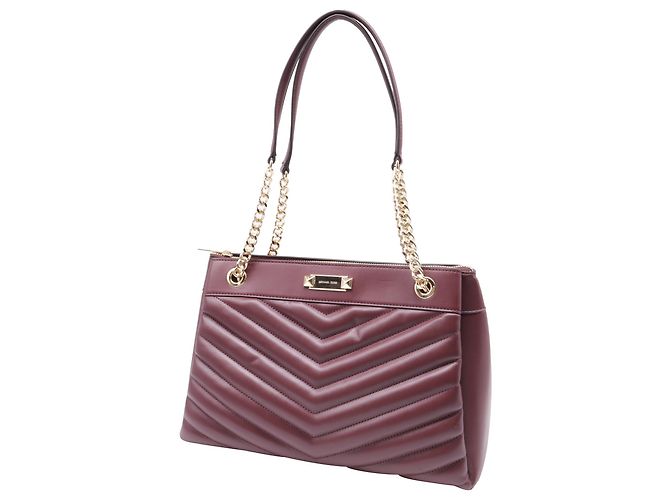 Bolsa tote média Whitney matelassada da Michael Kors em couro bordô - vista 2