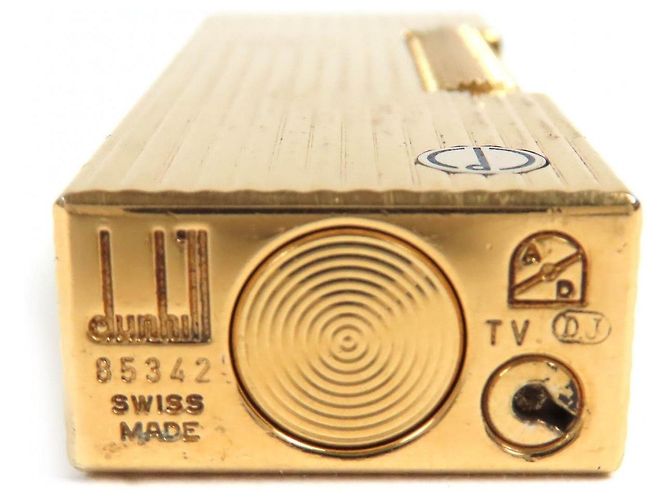 Alfred Dunhill Briquet à motif rayé gravé du logo Dunhill Doré - vue 8