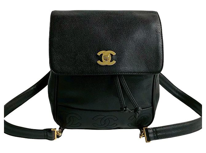 Timeless Mochila de cuero caviar Triple Coco de Chanel Negro - vista 2