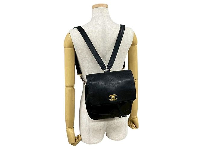 Timeless Mochila de cuero caviar Triple Coco de Chanel Negro - vista 3