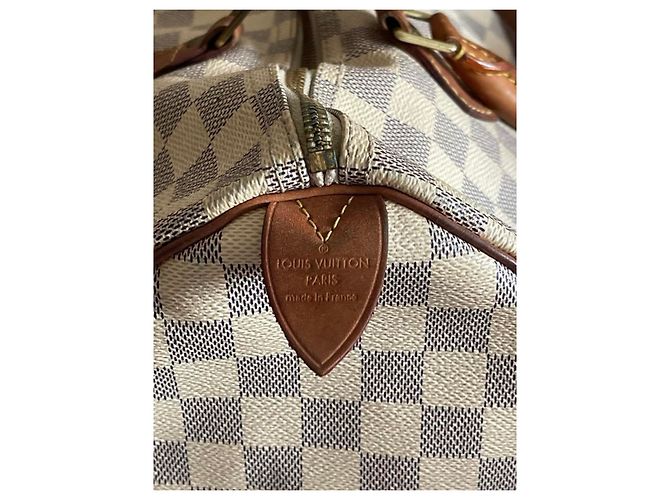 Louis Vuitton Speedy 35 Handtasche Blau Stoff - Ansicht 4