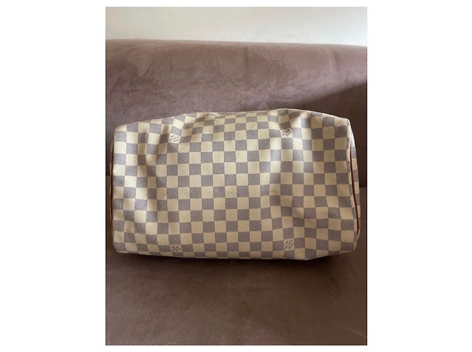 Louis Vuitton Speedy 35 Handtasche Blau Stoff - Ansicht 5