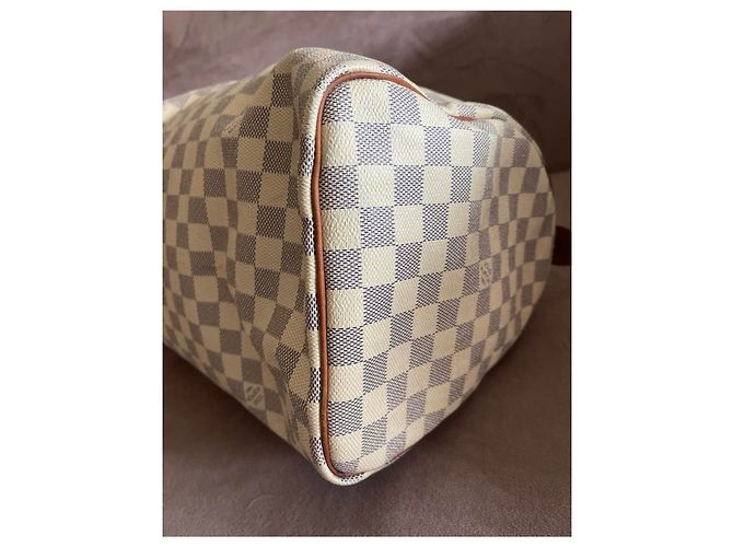 Louis Vuitton Speedy 35 Handtasche Blau Stoff - Ansicht 6