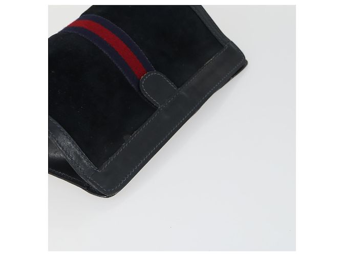GUCCI Borsa Clutch Sherry Line in Camoscio e Tela 2 Pezzi Blu Marino Marrone Auth 169518 Blu navy - vista 13