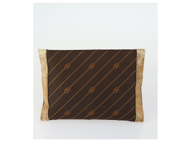 GUCCI Borsa Clutch Sherry Line in Camoscio e Tela 2 Pezzi Blu Marino Marrone Auth 169518 Blu navy - vista 3