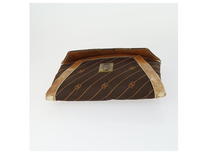 GUCCI Borsa Clutch Sherry Line in Camoscio e Tela 2 Pezzi Blu Marino Marrone Auth 169518 Blu navy - vista 6
