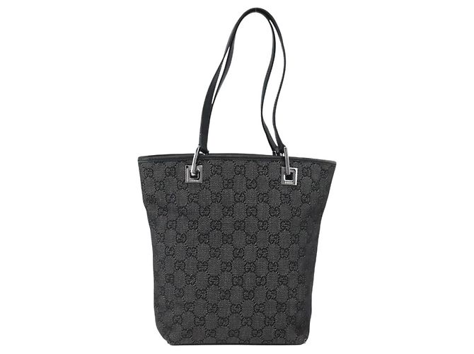 GUCCI GG Canvas Tote Bag Schwarz Silber 31244 Auth 173595 - Ansicht 2