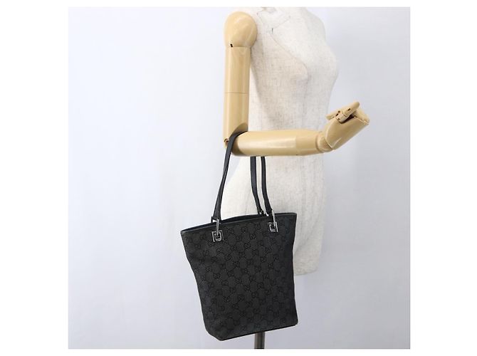 GUCCI GG Canvas Tote Bag Schwarz Silber 31244 Auth 173595 - Ansicht 21