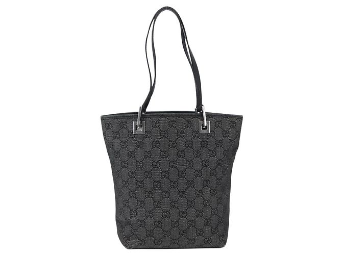 GUCCI GG Canvas Tote Bag Schwarz Silber 31244 Auth 173595 - Ansicht 3