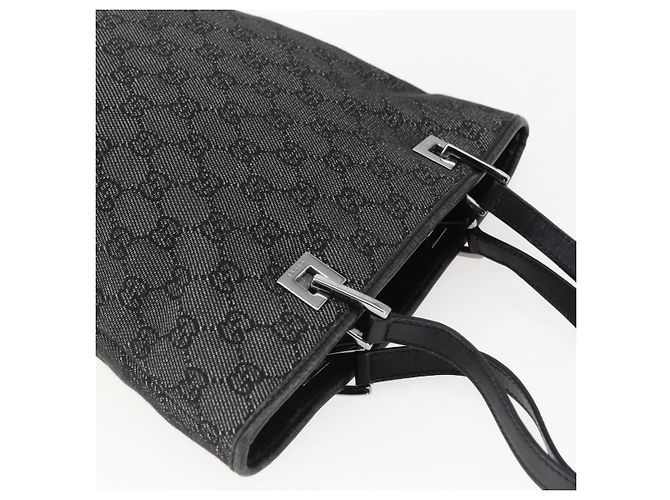 GUCCI GG Canvas Tote Bag Schwarz Silber 31244 Auth 173595 - Ansicht 6