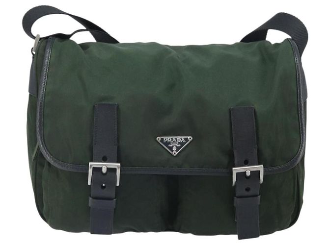 PRADA Schultertasche Nylon Grün Silber Authentisch 170312 - Ansicht 13