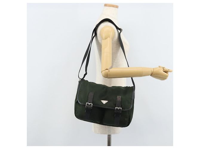 PRADA Schultertasche Nylon Grün Silber Authentisch 170312 - Ansicht 28