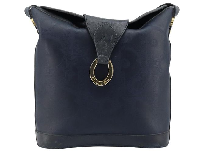 Bolso de Hombro Christian Dior PVC Negro Dorado Auth 166855 - vista 2
