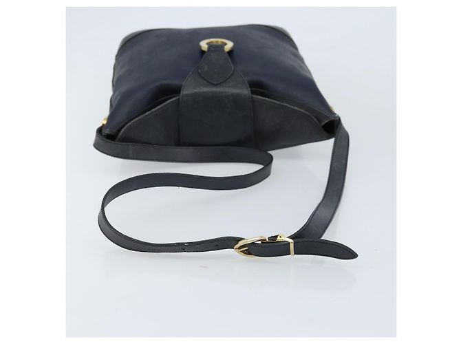 Bolso de Hombro Christian Dior PVC Negro Dorado Auth 166855 - vista 7