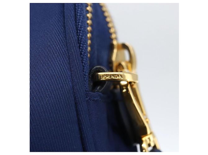 Borsa a Spalla PRADA Nylon Blu Oro Auth LNZ265V D'oro - vista 10