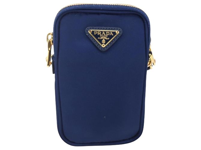 Borsa a Spalla PRADA Nylon Blu Oro Auth LNZ265V D'oro - vista 13