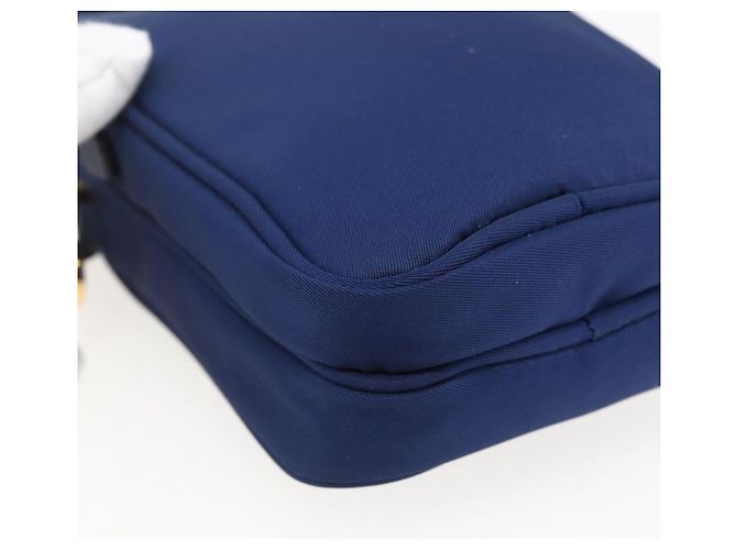 Borsa a Spalla PRADA Nylon Blu Oro Auth LNZ265V D'oro - vista 14