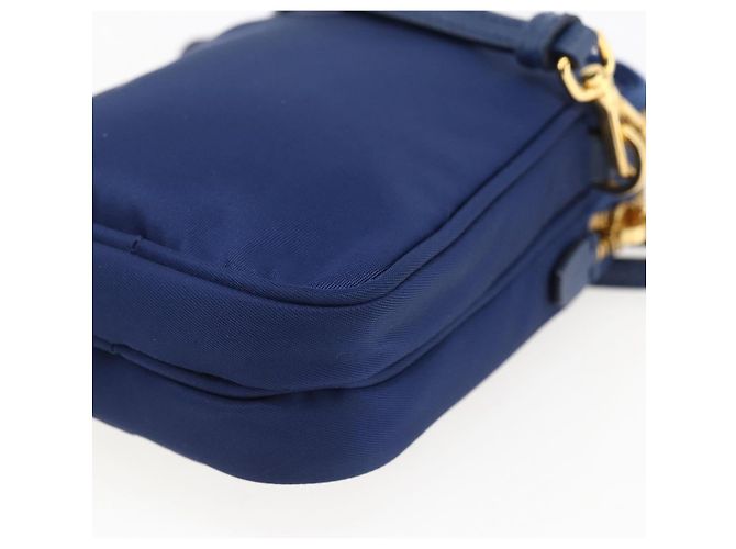 Borsa a Spalla PRADA Nylon Blu Oro Auth LNZ265V D'oro - vista 15