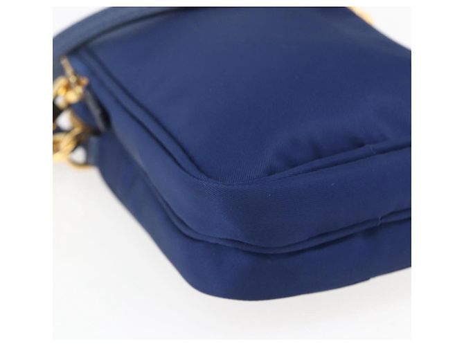 Borsa a Spalla PRADA Nylon Blu Oro Auth LNZ265V D'oro - vista 16