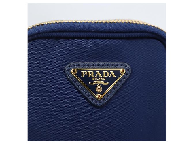 Borsa a Spalla PRADA Nylon Blu Oro Auth LNZ265V D'oro - vista 17