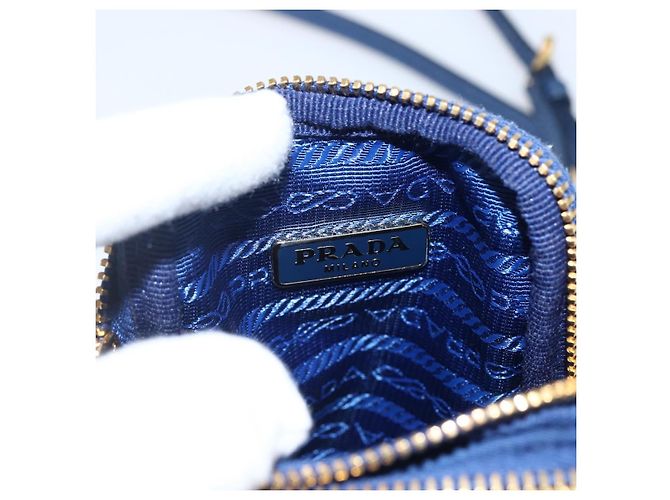 Borsa a Spalla PRADA Nylon Blu Oro Auth LNZ265V D'oro - vista 19