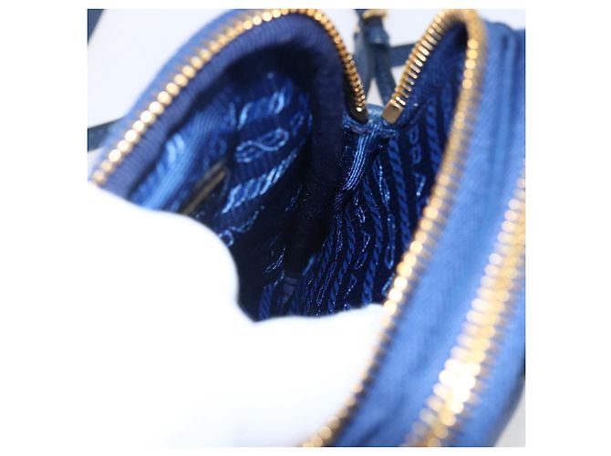 Borsa a Spalla PRADA Nylon Blu Oro Auth LNZ265V D'oro - vista 21