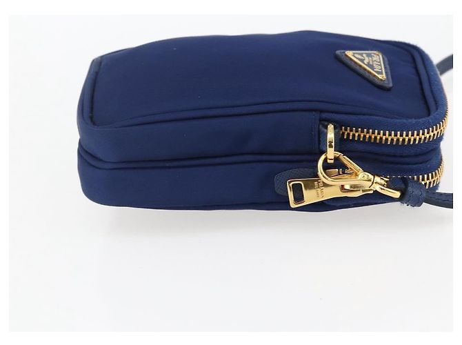 Borsa a Spalla PRADA Nylon Blu Oro Auth LNZ265V D'oro - vista 4