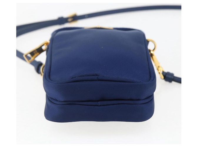 Borsa a Spalla PRADA Nylon Blu Oro Auth LNZ265V D'oro - vista 5