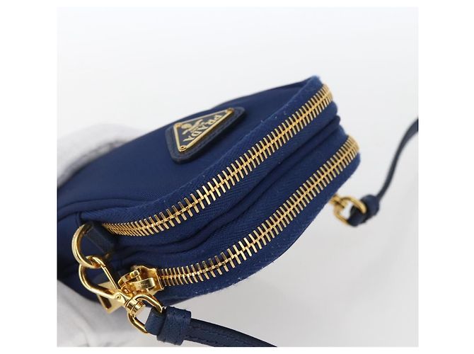 Borsa a Spalla PRADA Nylon Blu Oro Auth LNZ265V D'oro - vista 6