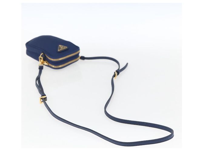 Borsa a Spalla PRADA Nylon Blu Oro Auth LNZ265V D'oro - vista 7