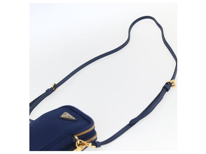 Borsa a Spalla PRADA Nylon Blu Oro Auth LNZ265V D'oro - vista 8