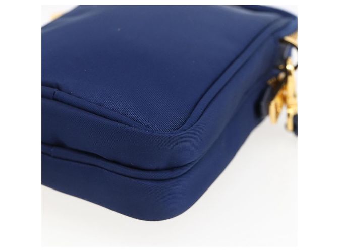 Borsa a Spalla PRADA Nylon Blu Oro Auth LNZ265V D'oro - vista 9